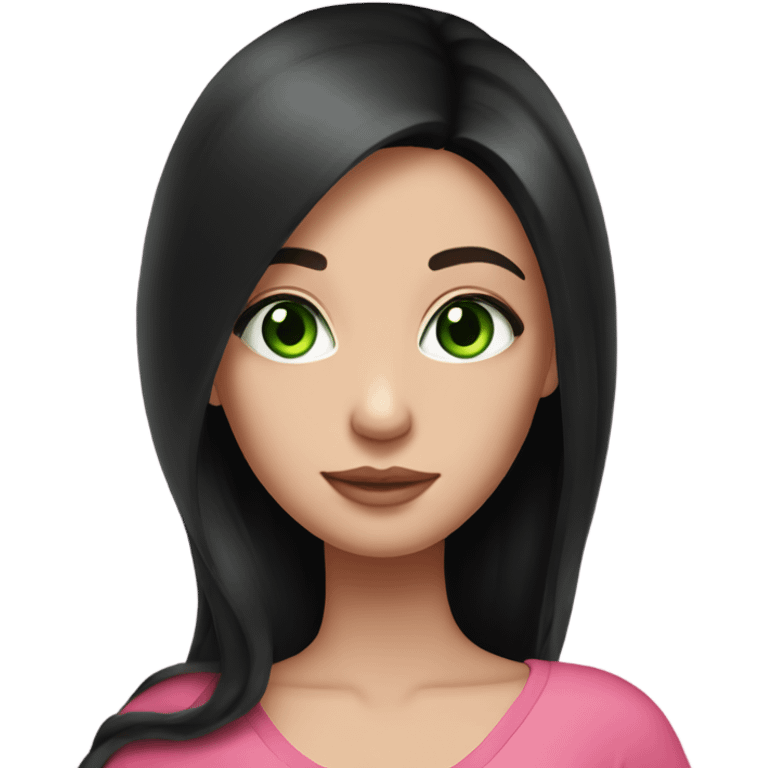 Beautiful Russian girl with green eyes and very long black hair pink clothes pregnant emoji