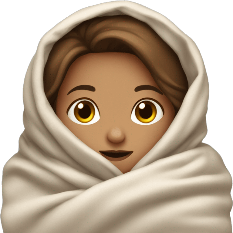 brown hair girl snuggled in a blanket emoji