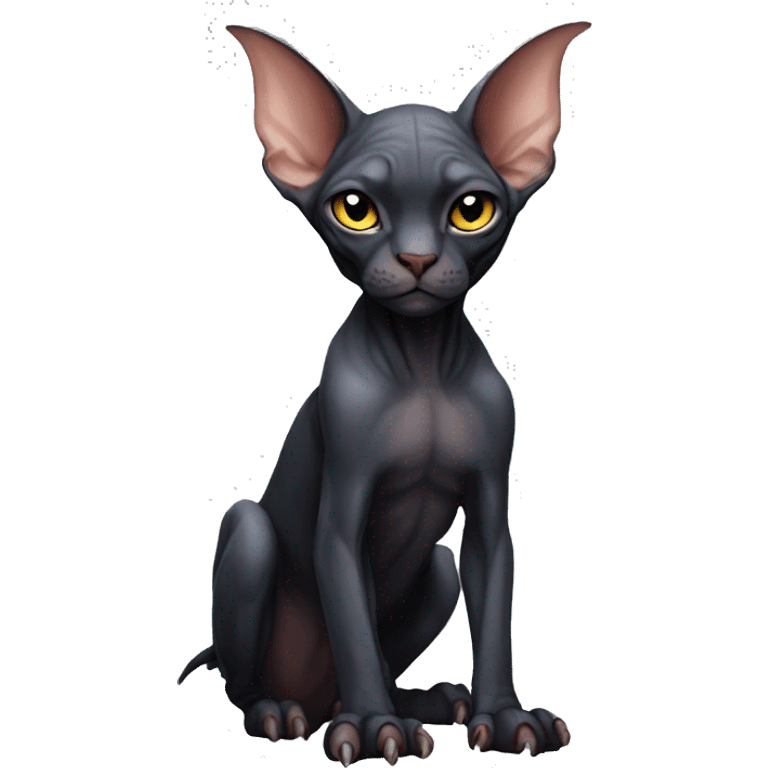 Dark Cool Bat-Sphynx Full Body emoji