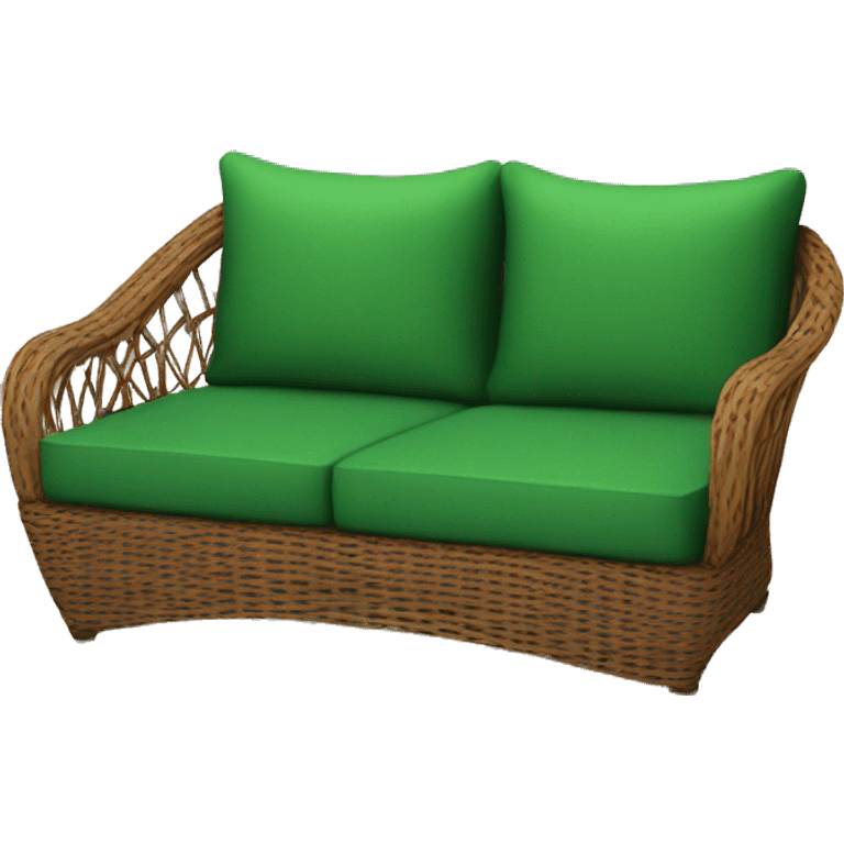 rattan brown sofa with green cushions emoji