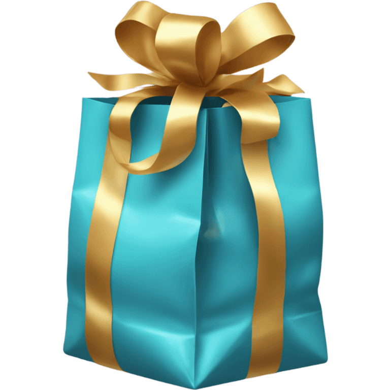 Gift bag tied with gold bow  emoji