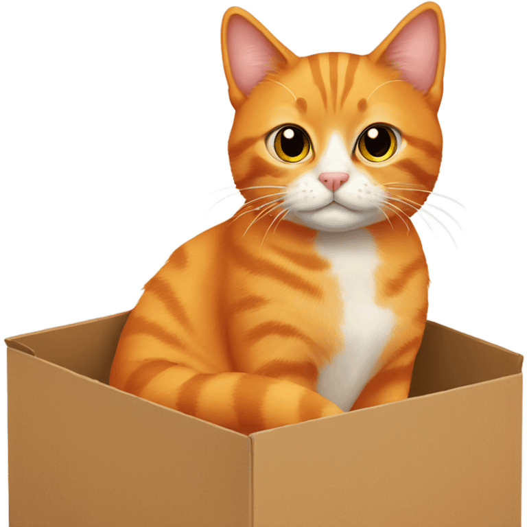 Orange cat sitting in a box emoji