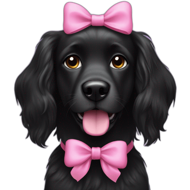 Black dog with long hair with a pink bow emoji