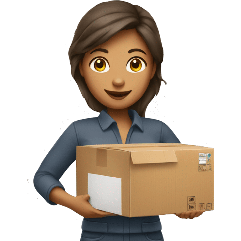 delivery woman cardboard box emoji