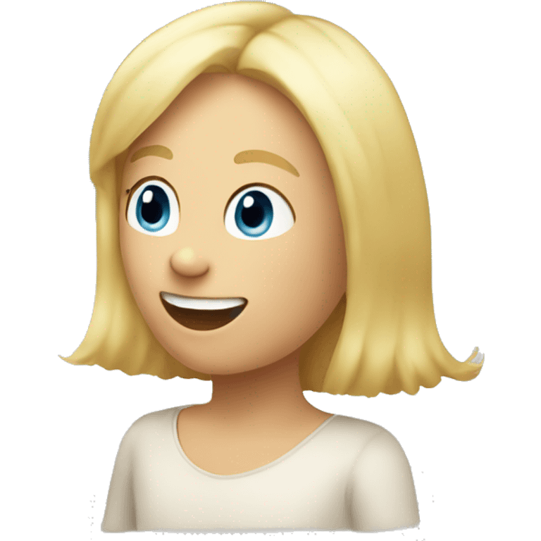 talking blondchild with speech bubble near emoji