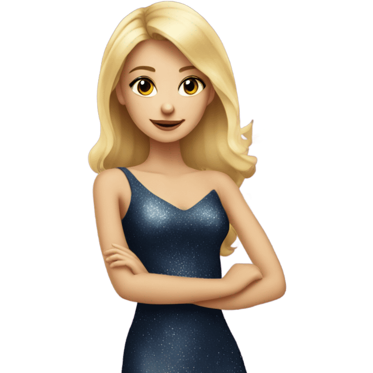 Blonde girl in dress at New Year’s party emoji