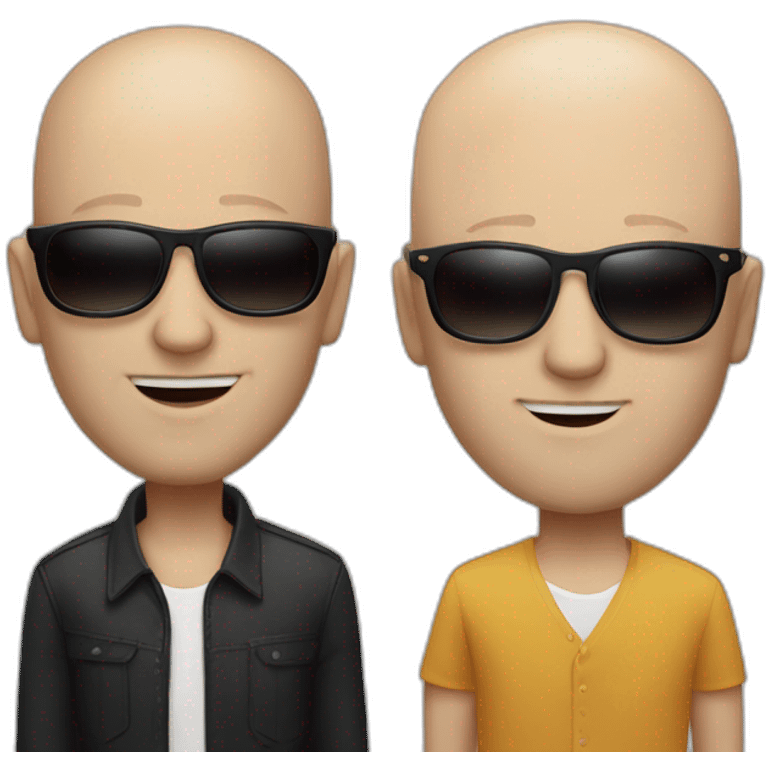 one black haired white man one bald white man both sunglasses singers emoji