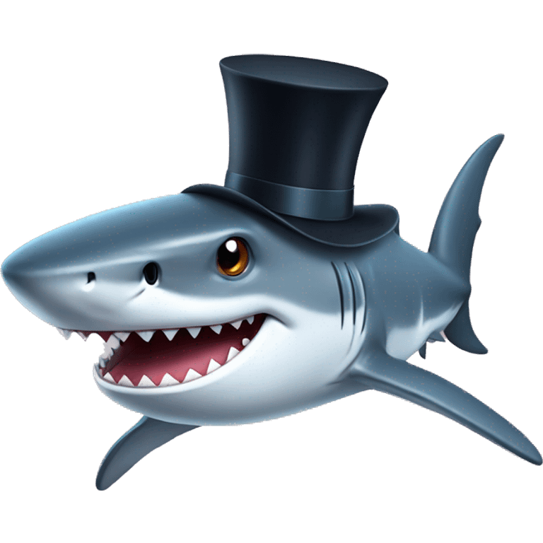 Shark with a top hat emoji