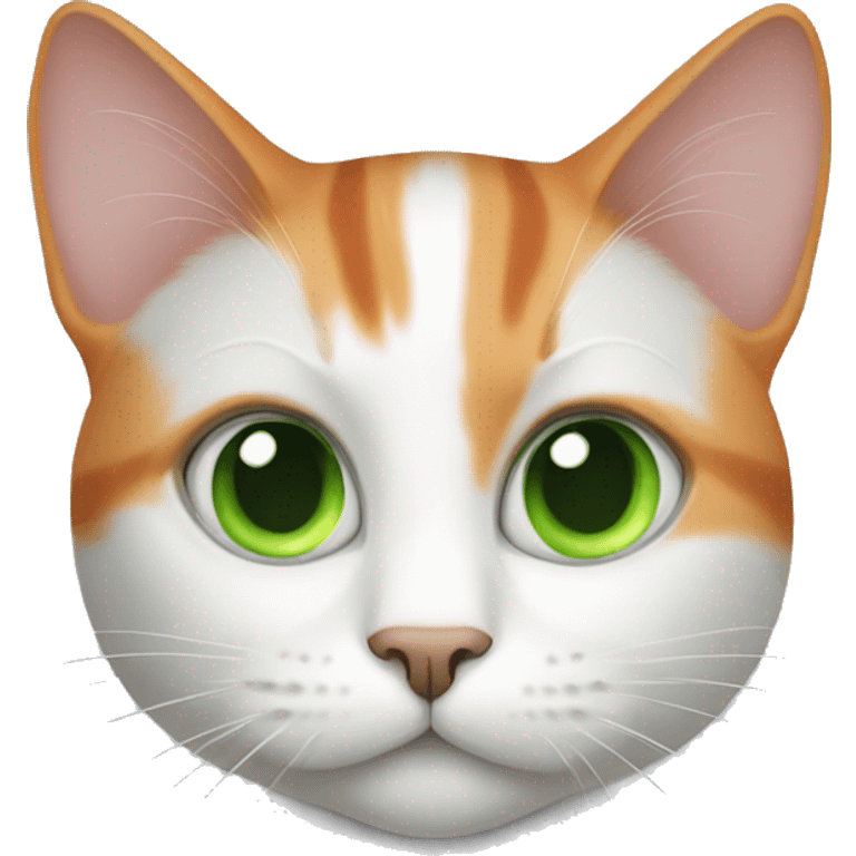 grey orange and white cat with green eyes emoji