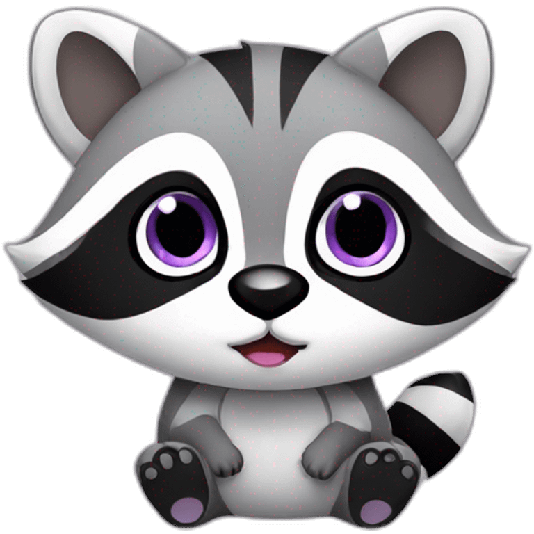 Cute violet raccoon LOL emoji