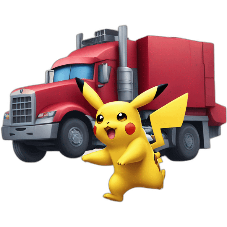 pikachu running away from Optimus Prime emoji