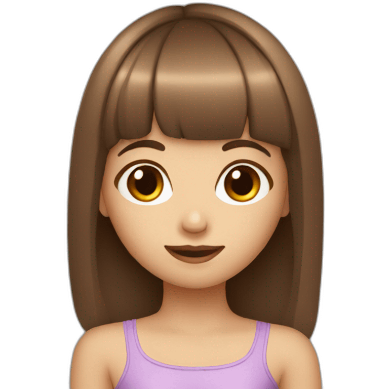 cute brown hair girl with bang emoji