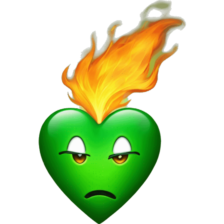 Green heart on fire  emoji