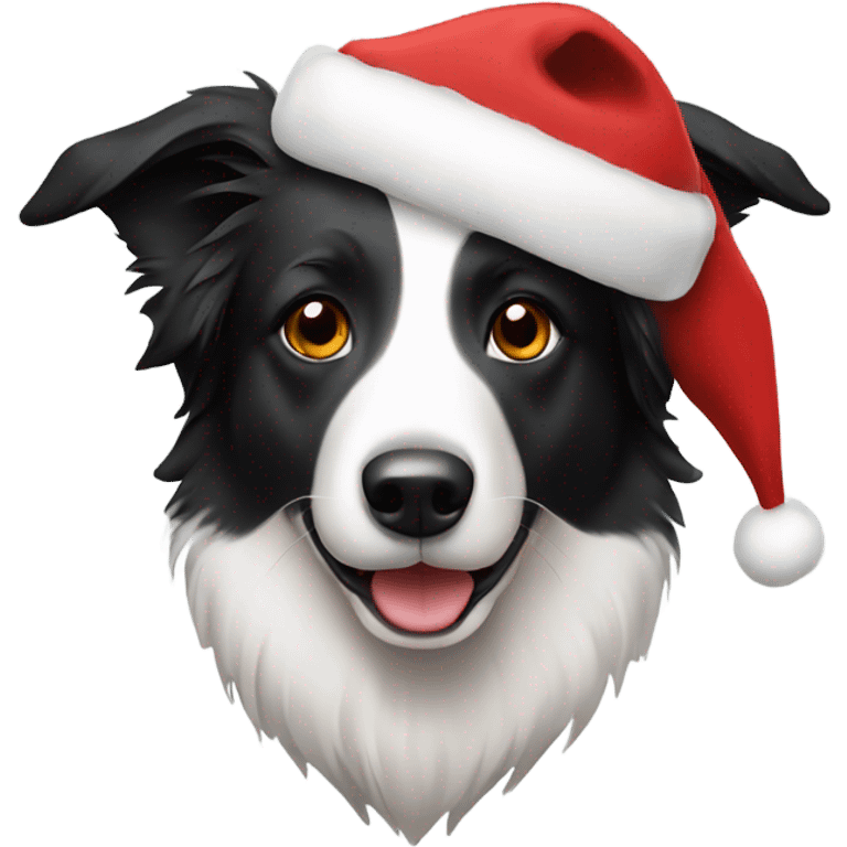 Border collie wearing christmas hat emoji