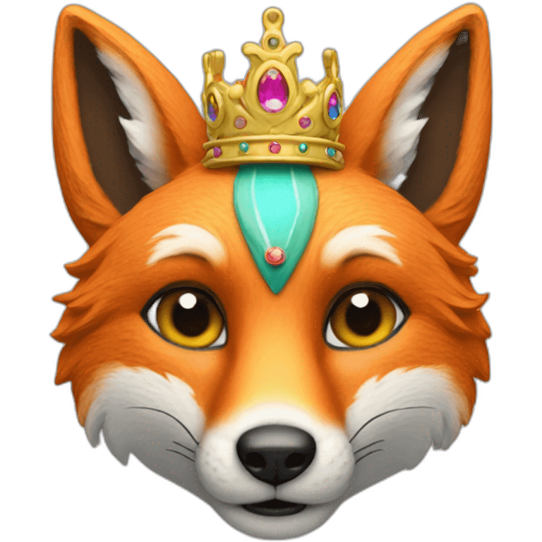 Un renard avec une couronne multicolore emoji