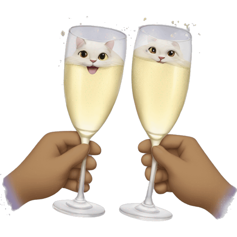 two cats cheers champagne emoji