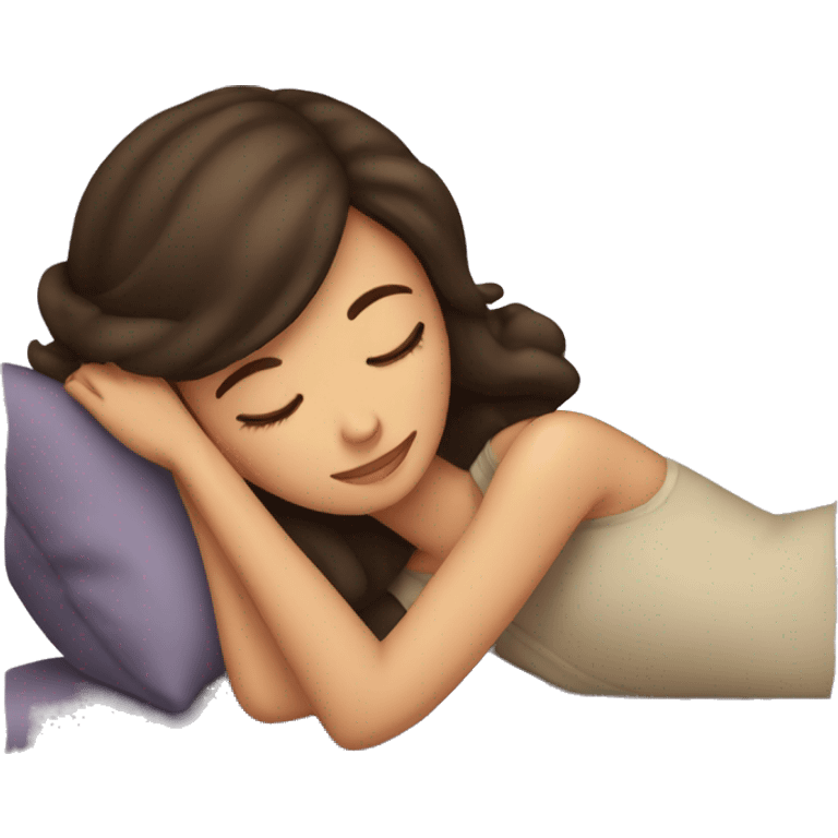 brunette girl sleeping cozy emoji