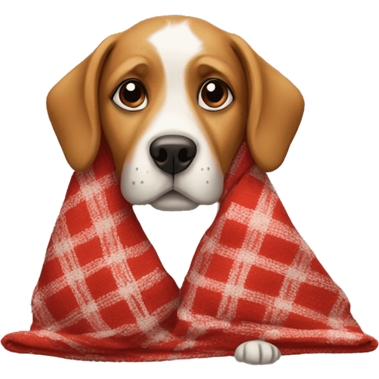 Dog with a Christmas blanket emoji