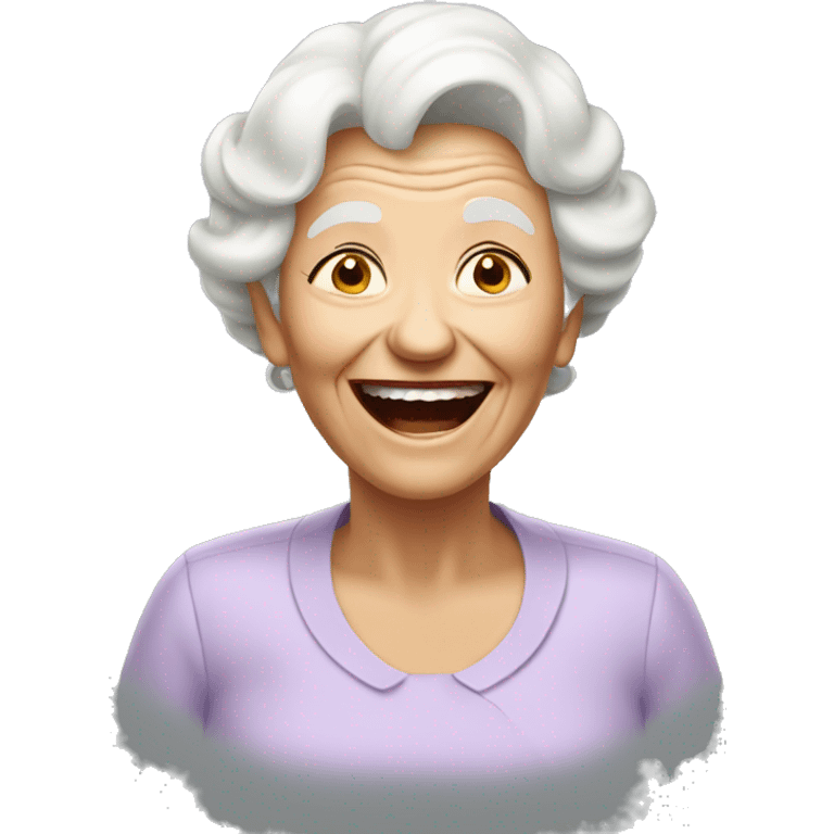 white grand mother laugh emoji