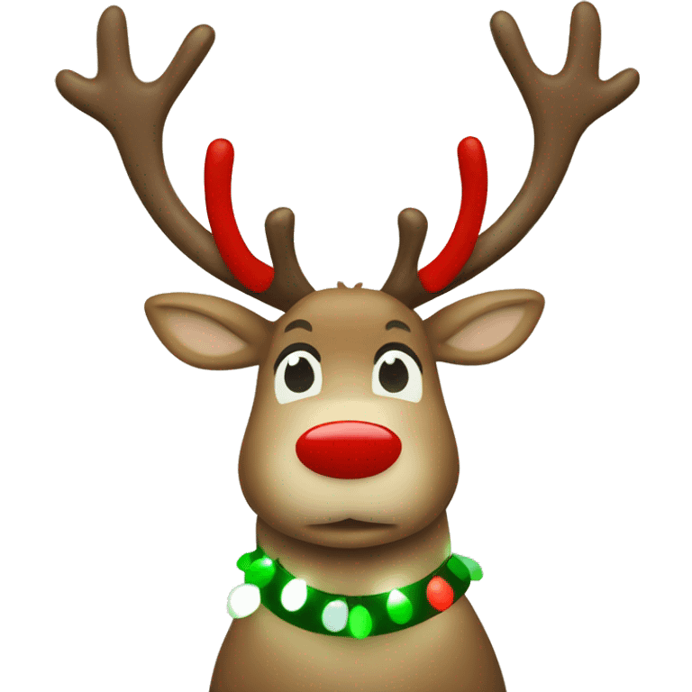 Reindeer with red, green, & white vintage Christmas lights  emoji