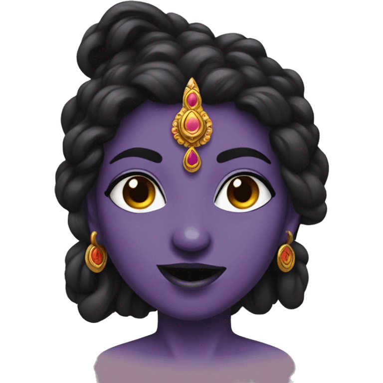 kali, Indian goddess, tongue out, black skin hair Purple  emoji