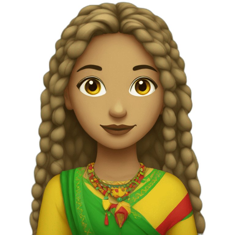 Amazigh girl with colors yellow green and red  emoji