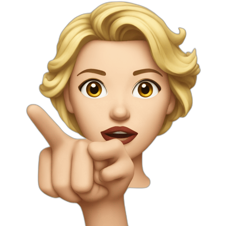 Scarlett Johansson pointing finger emoji