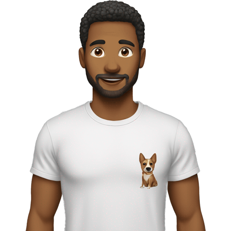 a man with a dog t shirt emoji