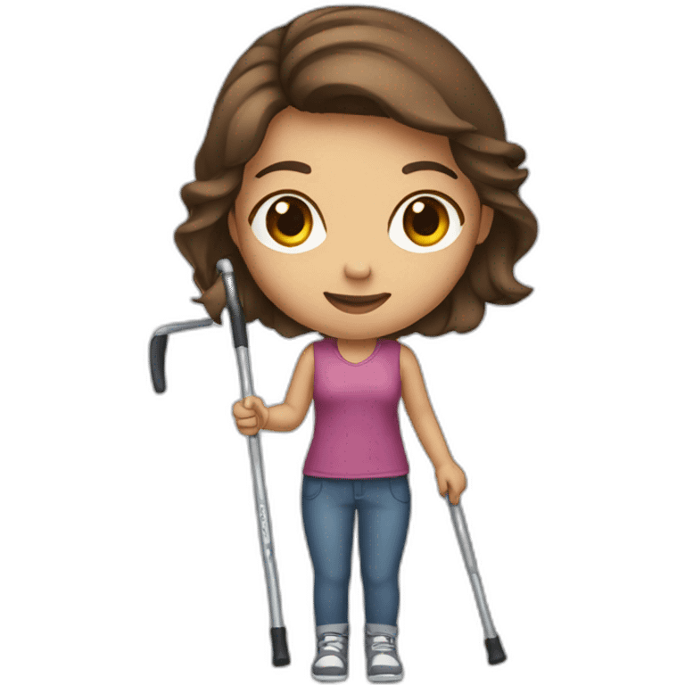 brown hair girl with crutches emoji