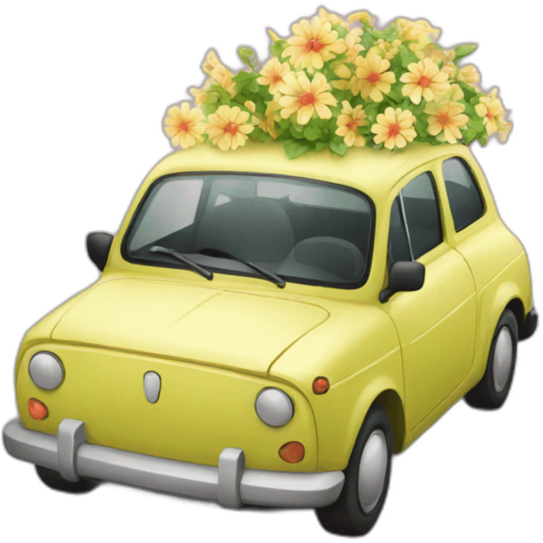 car with flower emoji