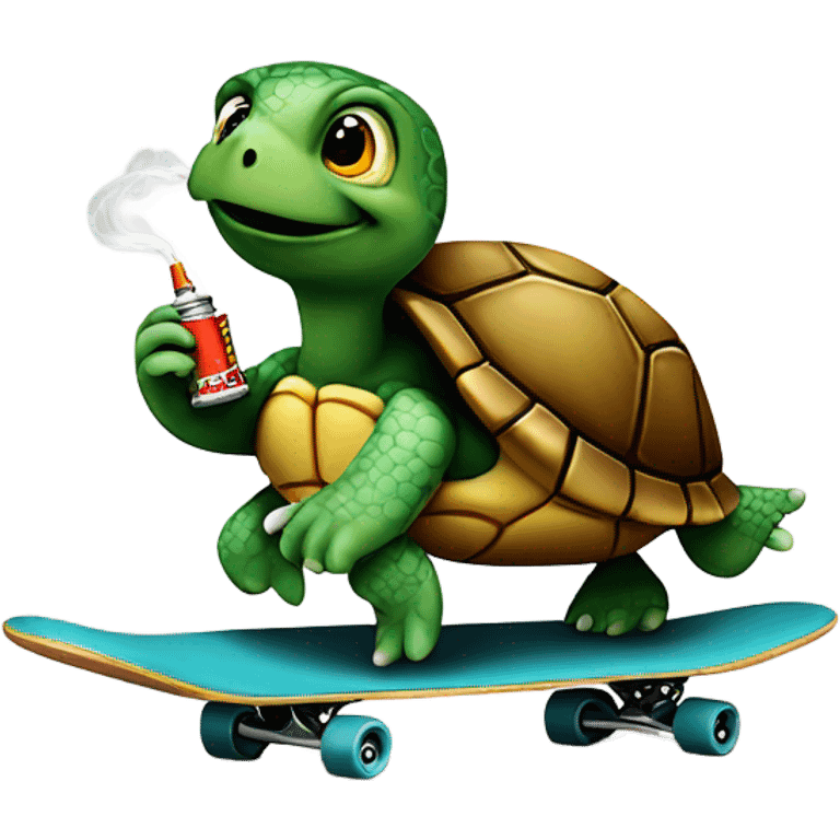 Turtle on a skateboard with a cigarette emoji