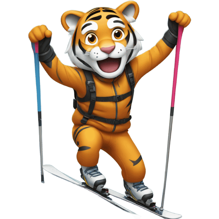 Tiger skiing on mountain  emoji