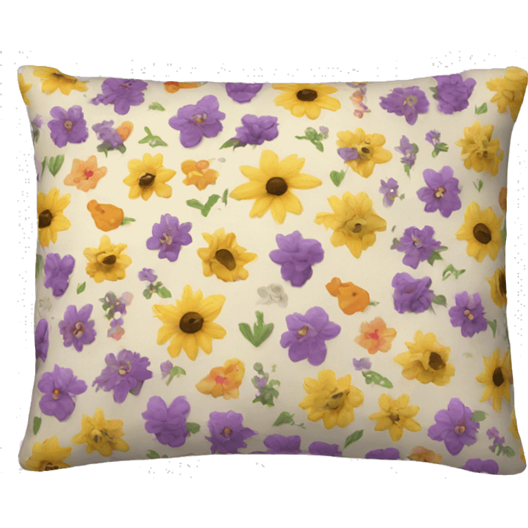 pillow with a lot of flowers on it  emoji