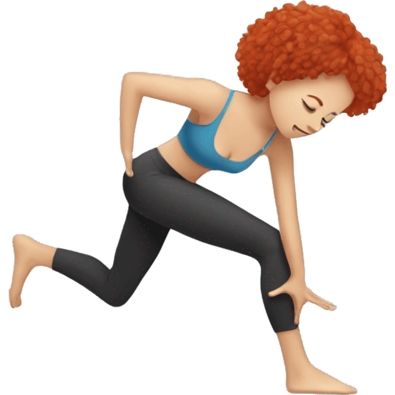 to a red haired girl doing pilates emoji