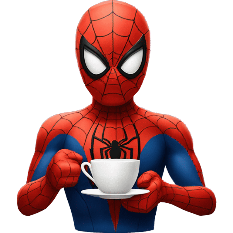 Spiderman holding a tea cup emoji