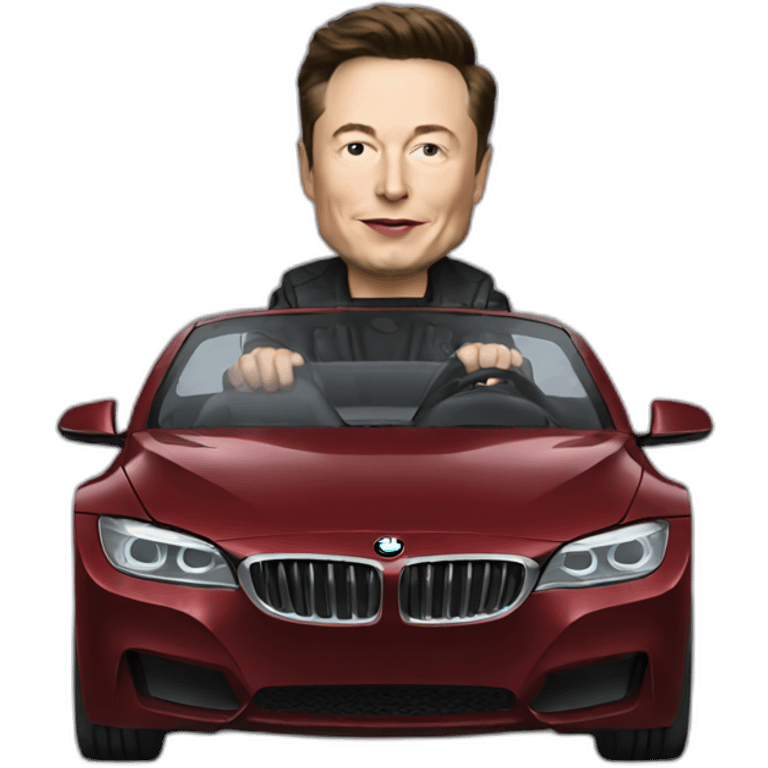 Elon musk driving BMW emoji