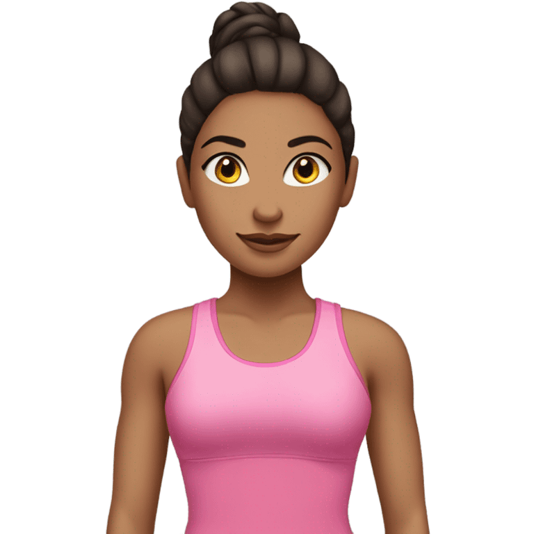 Brunette girl pink workout clothes emoji