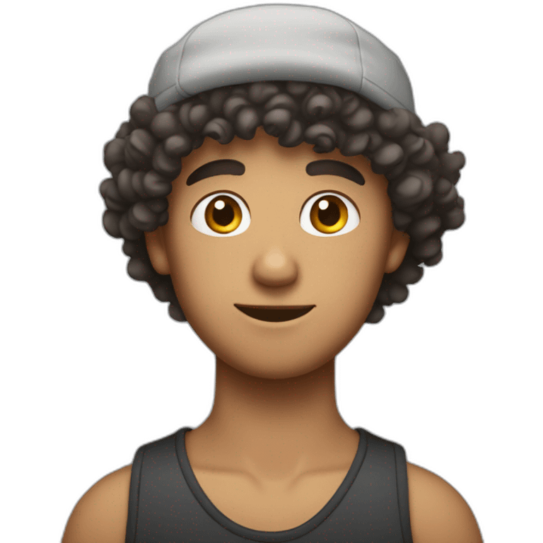 Curly short hair guy with bonnet emoji