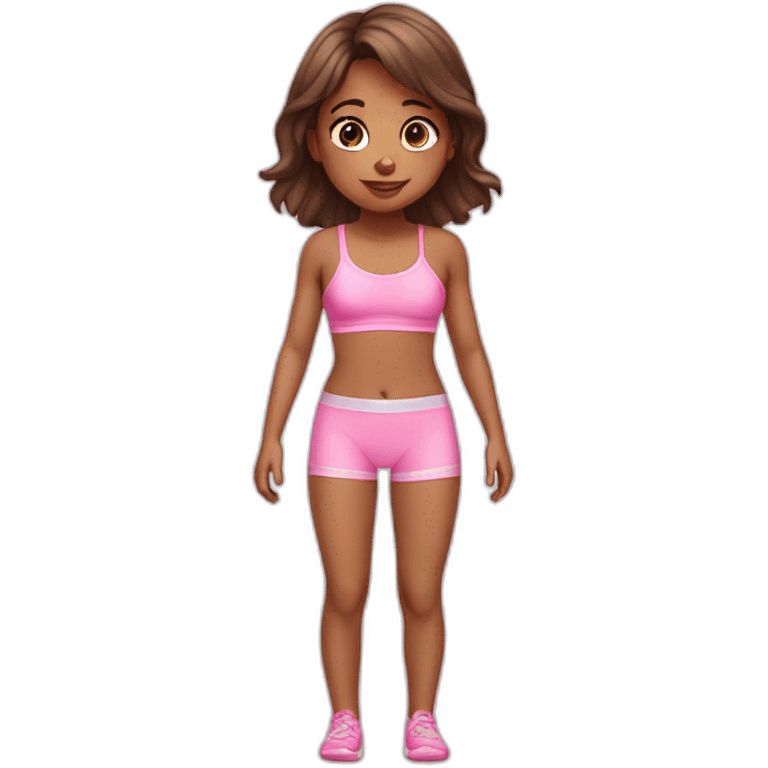 full body little girl only underwear pink panties and pink training bra cute adorable emoji