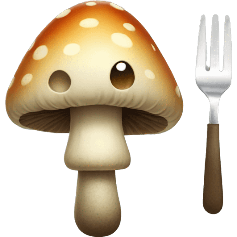 Mushroom head boy holding fork emoji