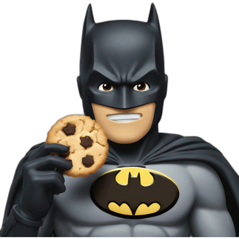 batman eating  cookie emoji