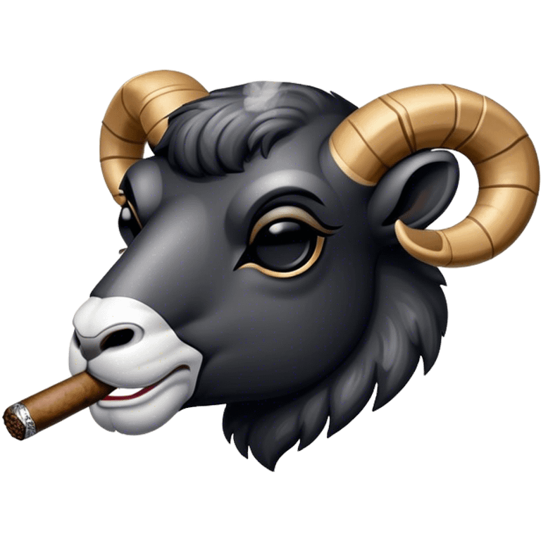 Big Black ram sunglasses head smoking cigar left side emoji