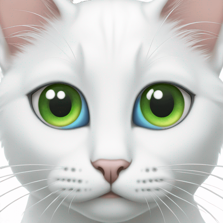 White cat with blue And green heterochromia emoji