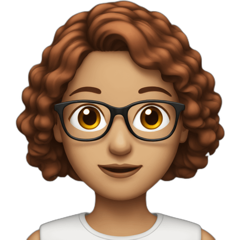 brunette girl with glasses and red tip hair emoji