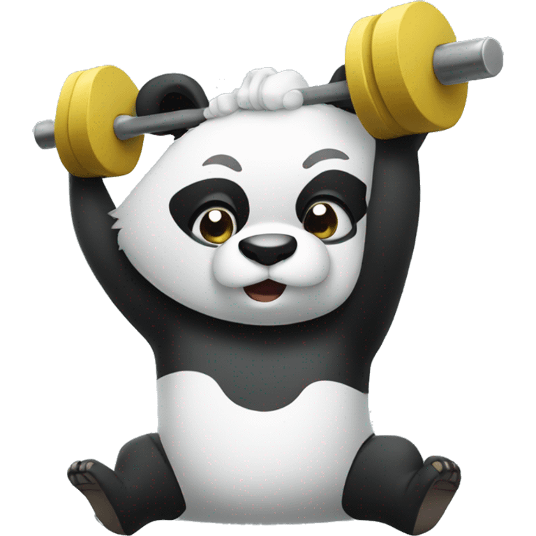 Panda lifting weights emoji