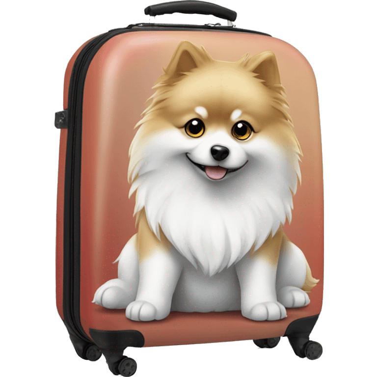 Sitting small spitz dog suitcase with suitcase  emoji