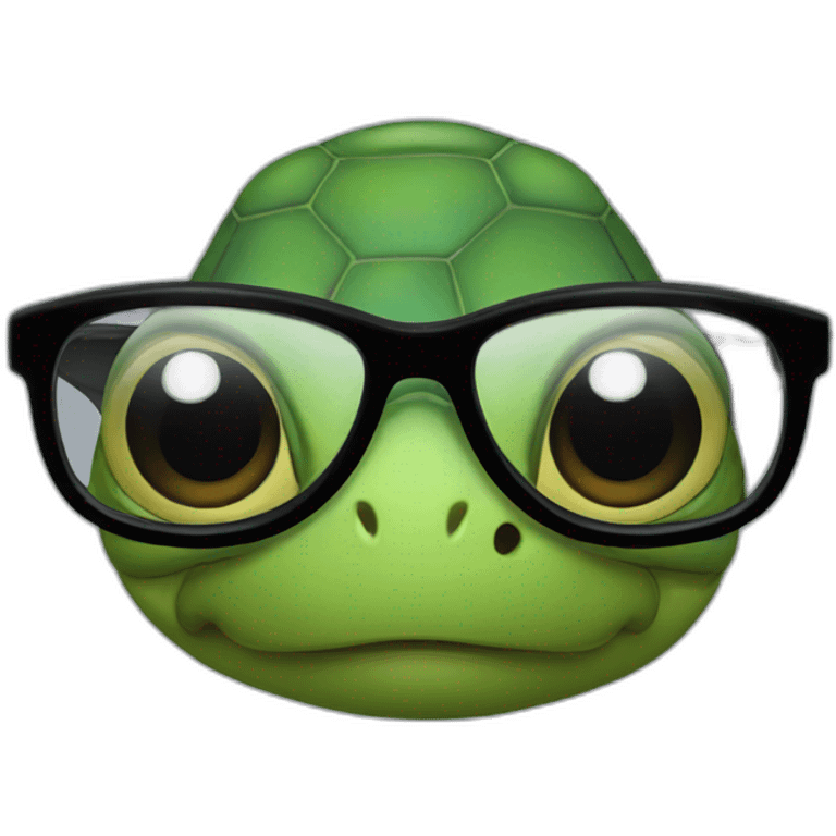 Sexy Turtle with glasses and long black curly hair emoji