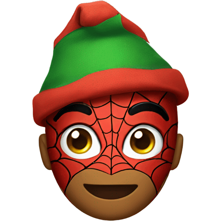 spider man wearing a christmas hat emoji