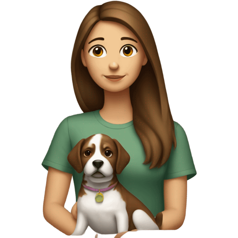 girl with brown hair and dog emoji