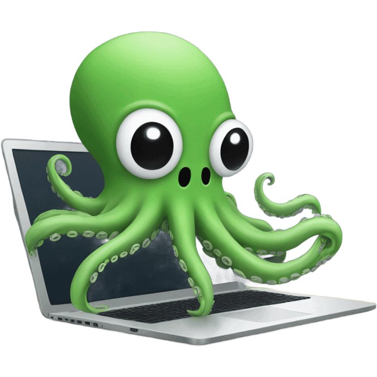 octopus typing on laptop emoji